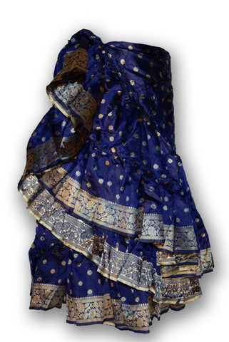 Royal Blue silk 25 yard skirt with a blue padma border