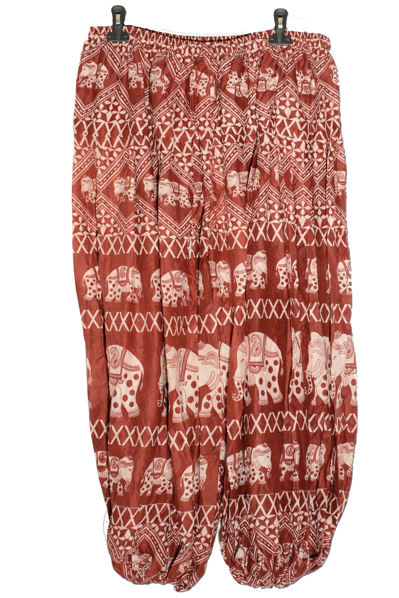Burgundy cotton pantaloon with elephant print