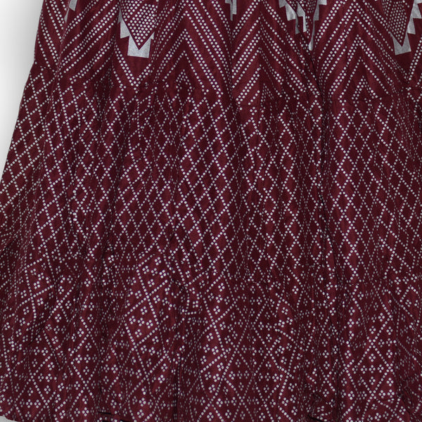 Burgundy skirt - Silver assuit blockprint