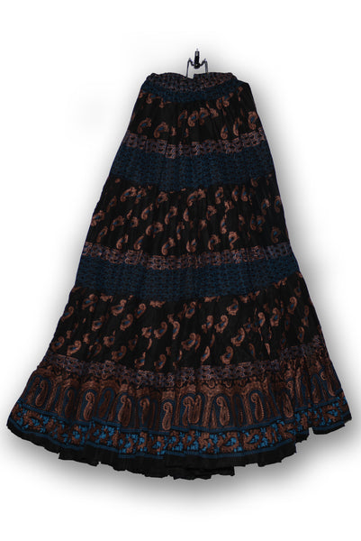 Black skirt - paisley blockprint