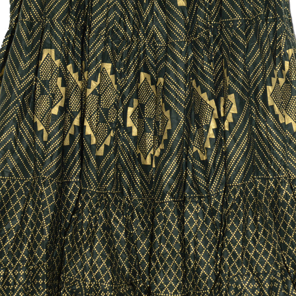 Green skirt - Gold assuit blockprint