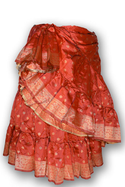 Red silk 25 yard skirt with a red padma border