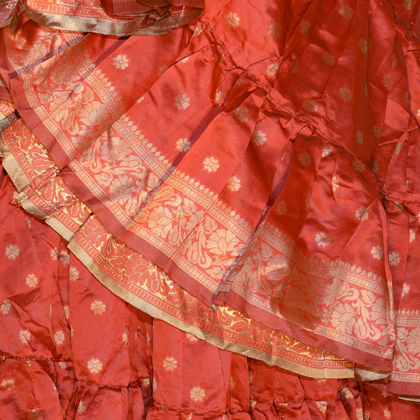 Red silk 25 yard skirt with a red padma border