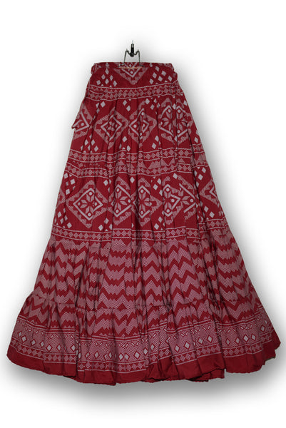 Combodeal - Silver assuit blockprint red skirt