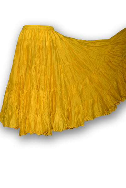 Yellow cotton solid coloured skirt