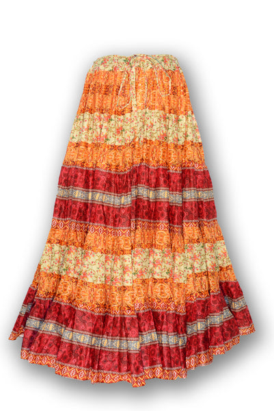 Yellow & red skirt - floral digital print