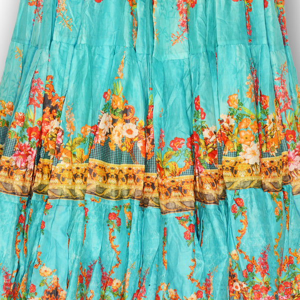 Aqua skirt with floral digital print