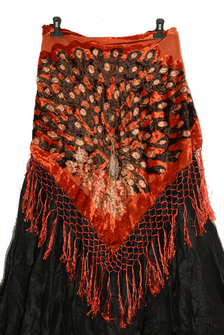 Beaded peacock hip scarf - Red