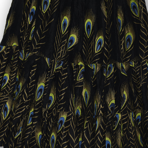 Black skirt - Peacock blockprint