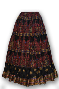 Black skirt - aishwarya border, red blockprint