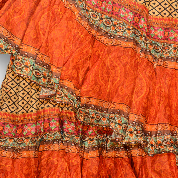 Orange floral skirt - digital print