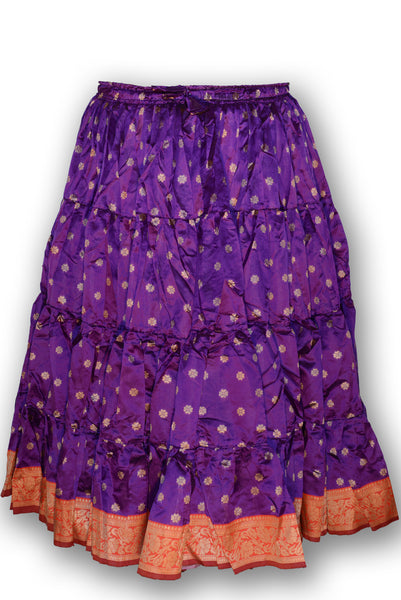 Purple silk 25 yard skirt with a red padma border