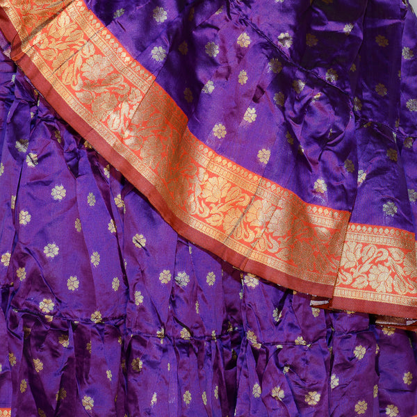 Purple silk 25 yard skirt with a red padma border