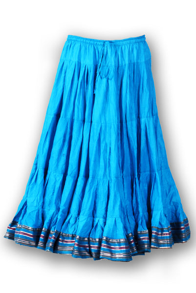 Turquoise cotton skirt with aishwarya border