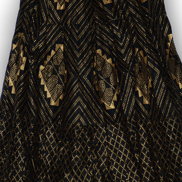 Black skirt - gold assuit blockprint