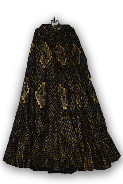 Black skirt - gold assuit blockprint