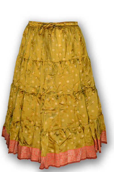Gold silk 25 yard skirt with red padma border