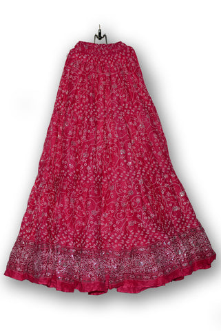 Bright pink skirt - Jodha maharani blockprint