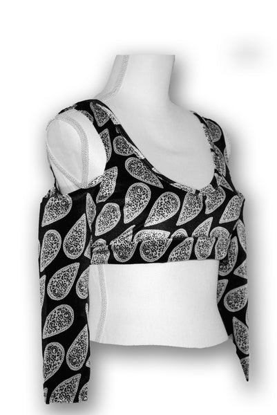 Black choli - white design