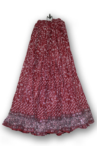 Burgundy skirt – Jodha maharani blockprint