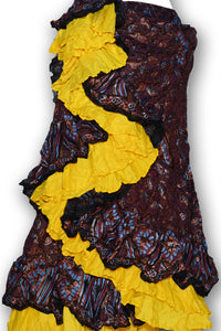 Combodeal - Black cotton copper and gold blockprint skirt