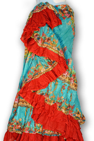 Combodeal - Aqua with floral digital print skirt