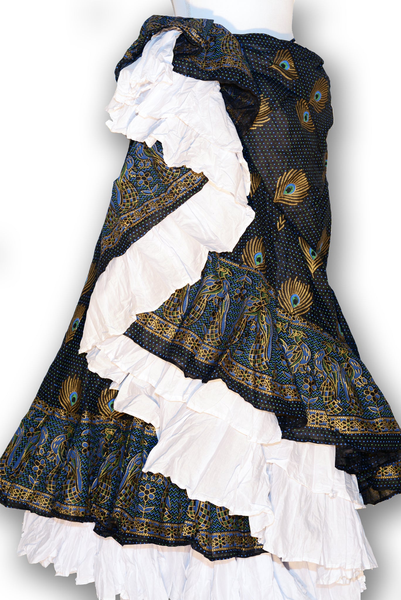 Combodeal - Peacock and feather blockprint skirt
