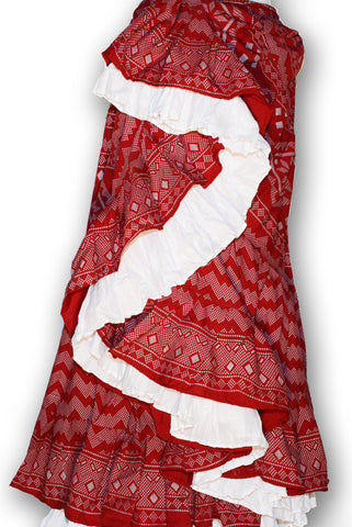 Combodeal - Silver assuit blockprint red skirt