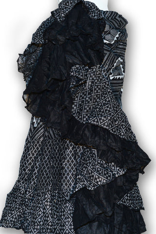 Combodeal - Silver assuit blockprint black skirt