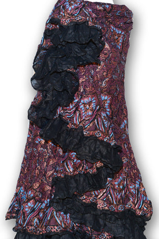 Combodeal - Black cotton copper and gold blockprint skirt