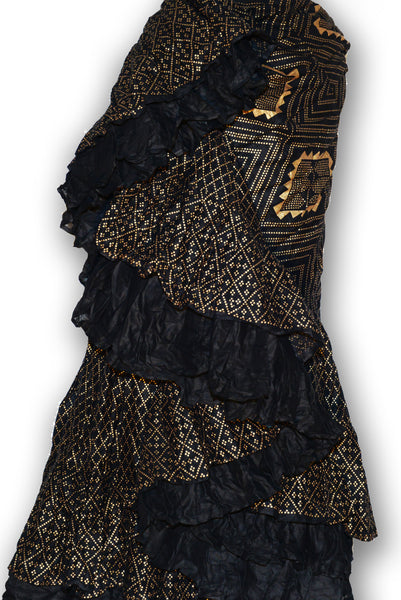 Combodeal - Gold assuit blockprint  black skirt
